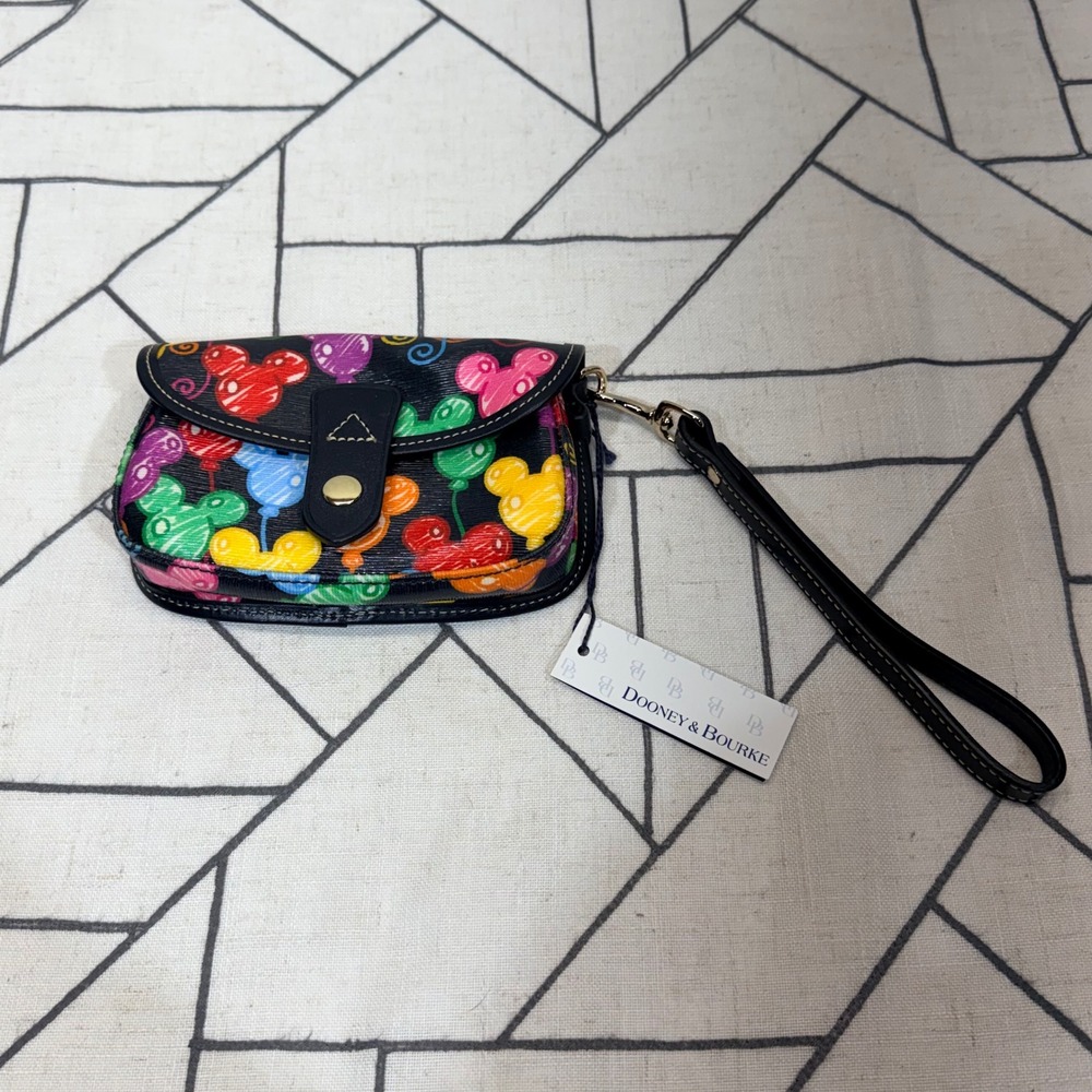 Dooney & Bourke Wristlet Small Black Mickey Mouse Sketch Balloons DW20L BB